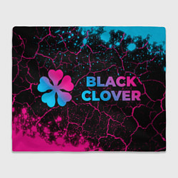 Плед флисовый Black Clover - neon gradient: надпись и символ, цвет: 3D-велсофт
