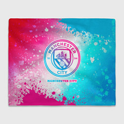 Плед Manchester City neon gradient style