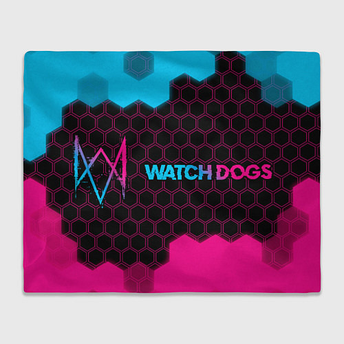 Плед Watch Dogs - neon gradient: надпись и символ / 3D-Велсофт – фото 1