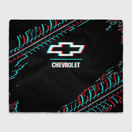 Плед Значок Chevrolet в стиле glitch на темном фоне / 3D-Велсофт – фото 1