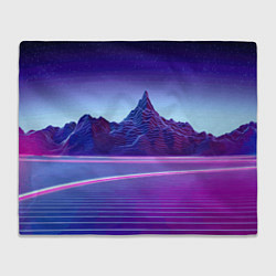 Плед флисовый Neon mountains - Vaporwave, цвет: 3D-велсофт