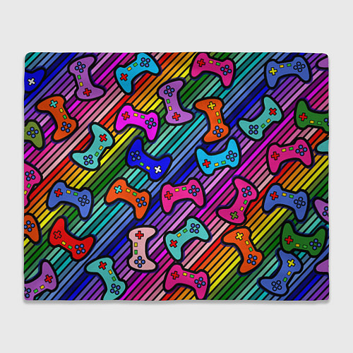 Плед Многоцветные полоски с джойстиками / 3D-Велсофт – фото 1