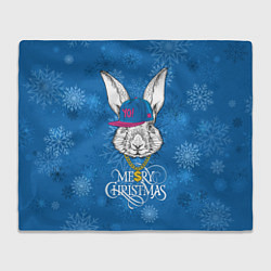 Плед Merry Christmas, rabbit in cap