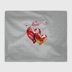 Плед флисовый Love - сердечки, цвет: 3D-велсофт