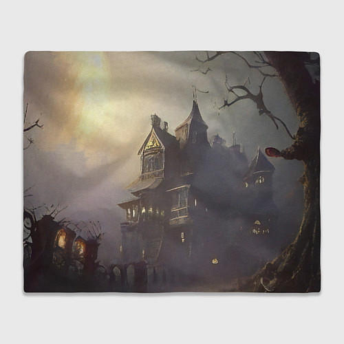 Плед Хэллоуин, дом с привидениями и полная луна / 3D-Велсофт – фото 1
