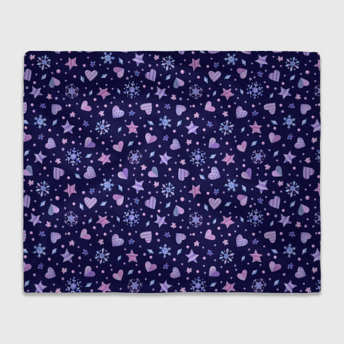 Плед Новогодние сердечки / 3D-Велсофт – фото 1