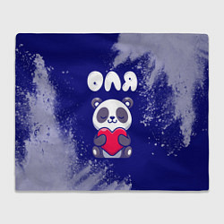 Плед флисовый Оля панда с сердечком, цвет: 3D-велсофт