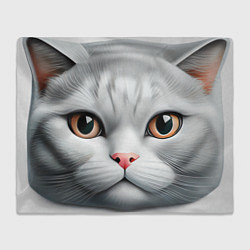 Плед флисовый Нейросеть: британский кот-подушка, цвет: 3D-велсофт