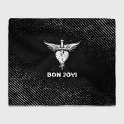 Плед флисовый Bon Jovi с потертостями на темном фоне, цвет: 3D-велсофт