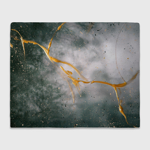 Плед Абстрактный серый туман и золотая краска / 3D-Велсофт – фото 1