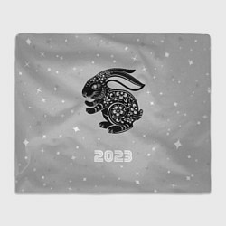 Плед флисовый Символ 2023 года черный водяной кролик, цвет: 3D-велсофт