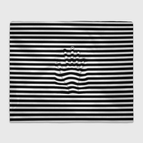 Плед Черно-белые полосы и контур руки / 3D-Велсофт – фото 1