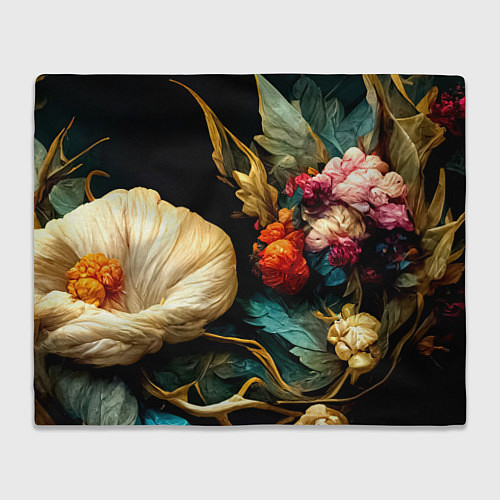 Плед Винтажные цветы акварелью / 3D-Велсофт – фото 1