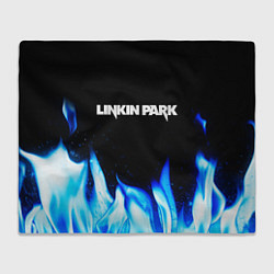 Плед флисовый Linkin Park blue fire, цвет: 3D-велсофт