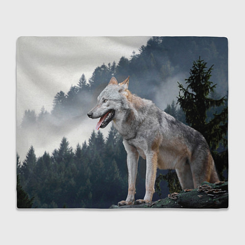 Плед Волк на фоне леса / 3D-Велсофт – фото 1
