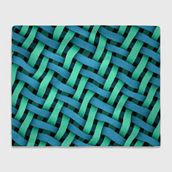Плед флисовый Сине-зелёная плетёнка - оптическая иллюзия, цвет: 3D-велсофт