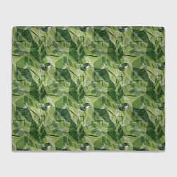 Плед флисовый Милитари листья крупные, цвет: 3D-велсофт