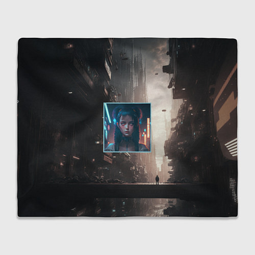 Плед Девушка во мраке киберпанк города / 3D-Велсофт – фото 1