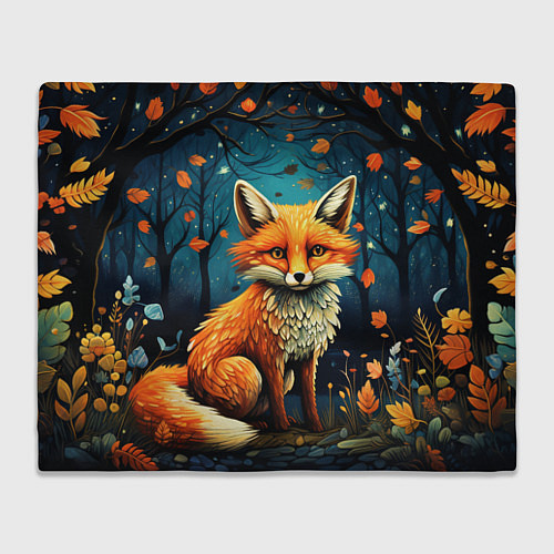 Плед Лиса в Folk Art стиле / 3D-Велсофт – фото 1