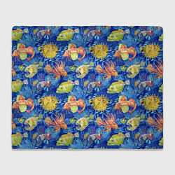 Плед флисовый Большие акварельные рыбы, цвет: 3D-велсофт