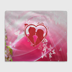 Плед флисовый Силуэт влюбленной пары и бабочки, цвет: 3D-велсофт