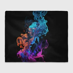 Плед флисовый Неоновый цветной дым на черном фоне, цвет: 3D-велсофт