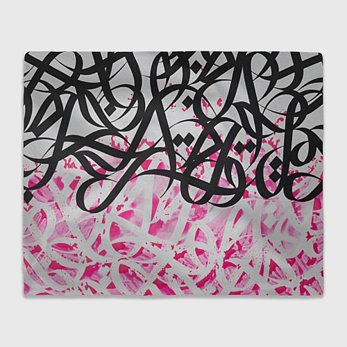 Плед Черно-розовая каллиграфия / 3D-Велсофт – фото 1