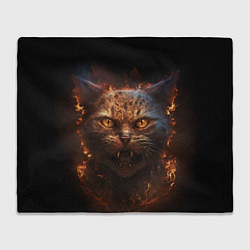 Плед флисовый Огненный кот, цвет: 3D-велсофт