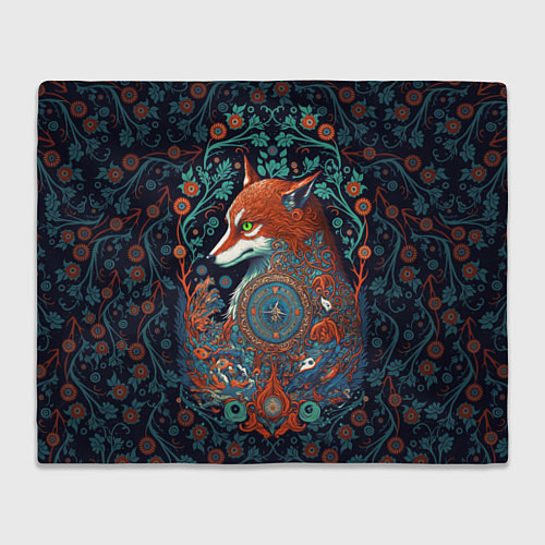 Плед Рыжая лиса с орнаментом / 3D-Велсофт – фото 1