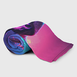 Плед флисовый Неоновый череп в капюшоне, цвет: 3D-велсофт — фото 2