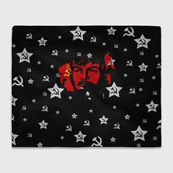 Плед флисовый Ленин на фоне звезд, цвет: 3D-велсофт