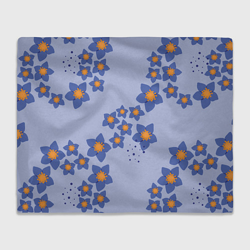 Плед Узор из синих цветов на сиреневом фоне / 3D-Велсофт – фото 1