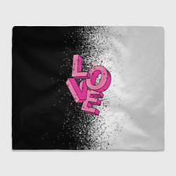 Плед флисовый Love - розовый, цвет: 3D-велсофт