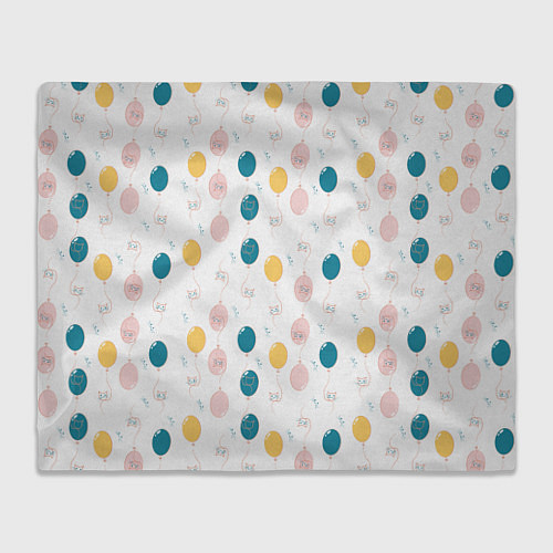 Плед Узор из воздушных шариков и котов / 3D-Велсофт – фото 1