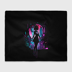 Плед флисовый Silhouette of a cute anime girl, цвет: 3D-велсофт