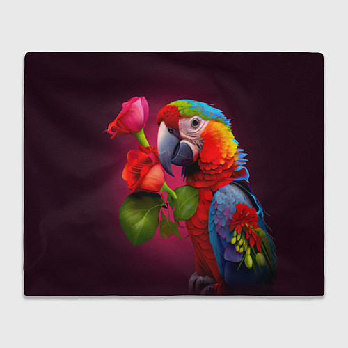 Плед Попугай ара с цветами / 3D-Велсофт – фото 1