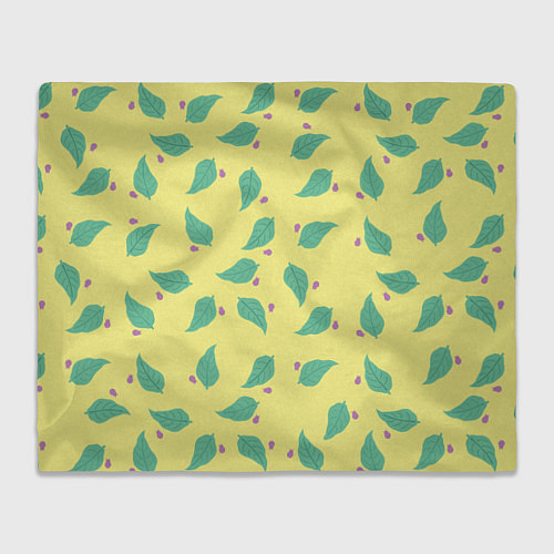 Плед Лист и букашка на желтом фоне орнамент / 3D-Велсофт – фото 1