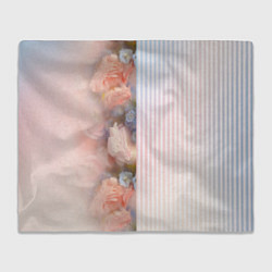 Плед флисовый Цветы за стеклом - полосы с градиентом, цвет: 3D-велсофт
