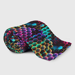Плед флисовый Неон и соты, цвет: 3D-велсофт — фото 2