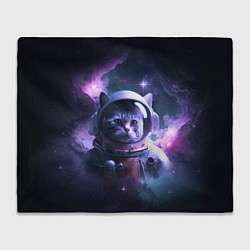 Плед флисовый Котик космонавт, цвет: 3D-велсофт