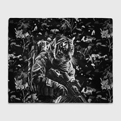 Плед флисовый Тигр воин спецназа, цвет: 3D-велсофт