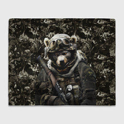 Плед флисовый Медведь солдат спецназа, цвет: 3D-велсофт
