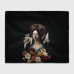 Плед Girl with flowers loves pizza