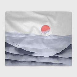 Плед флисовый Японский пейзаж - восход солнца, цвет: 3D-велсофт