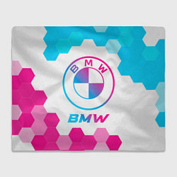 Плед флисовый BMW neon gradient style, цвет: 3D-велсофт