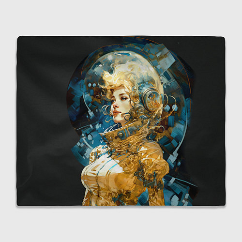 Плед Блондинка космонавт в золотом скафандре / 3D-Велсофт – фото 1