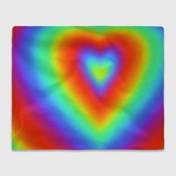 Плед флисовый Сердце - радужный градиент, цвет: 3D-велсофт