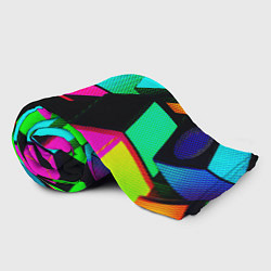 Плед флисовый Неоновые светящиеся кубики, цвет: 3D-велсофт — фото 2