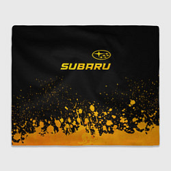 Плед флисовый Subaru - gold gradient: символ сверху, цвет: 3D-велсофт