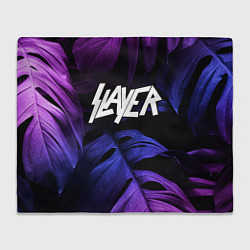 Плед флисовый Slayer neon monstera, цвет: 3D-велсофт